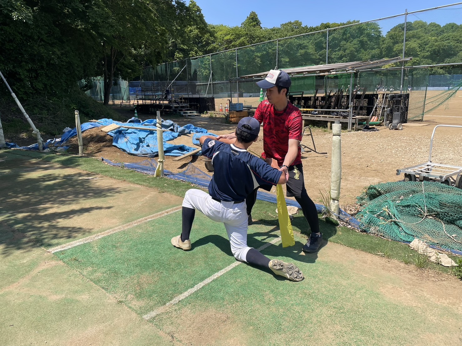 バンドを使った個別トレーニング指導